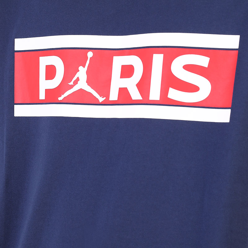мужская синяя футболка Jordan Paris Saint-Germain Wordmark Tee DB6510-410 - цена, описание, фото 2